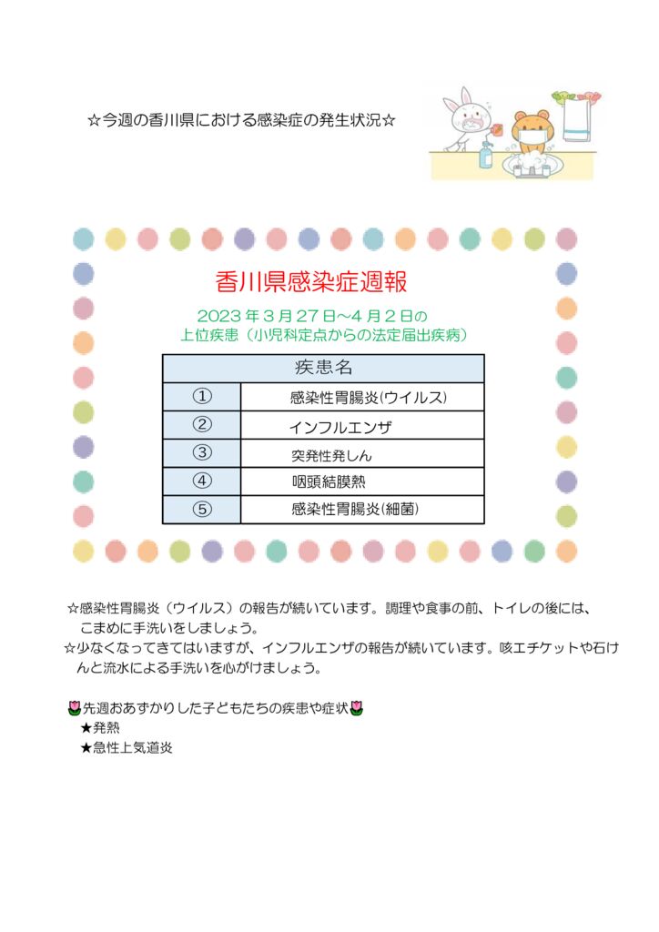 3月27日感染症週報　病児のサムネイル